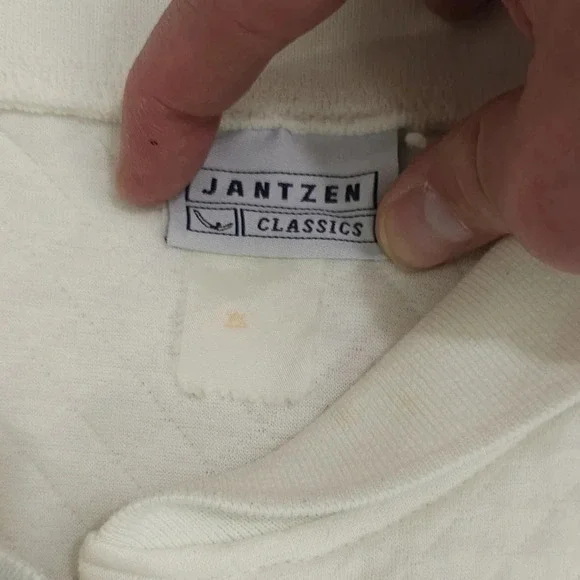 Vintage Jantzen Quilted Snowman Sweater Large White 80s Winter Holiday Pullover - Picture 4 of 9